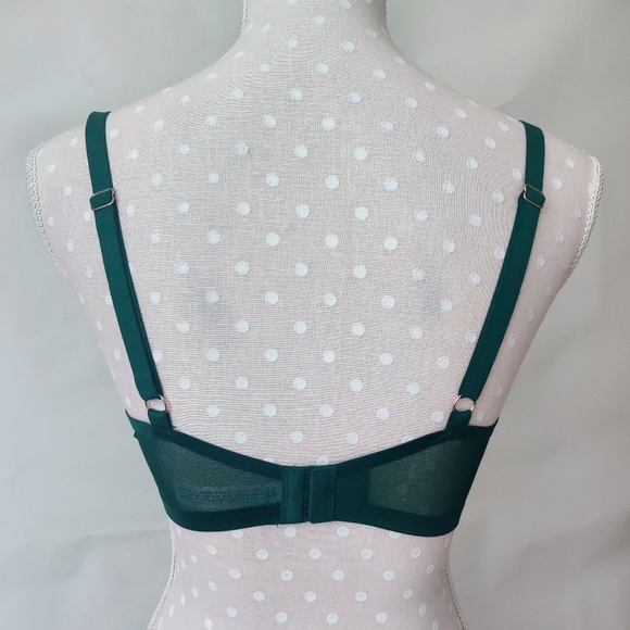 AUDEN Mesh Unlined Bra 36D Demi Coverage Underwire Dark Green NWT - Picture 2 of 7